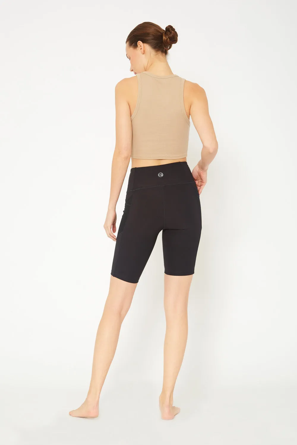 Cover Girl label mid rise biker shorts