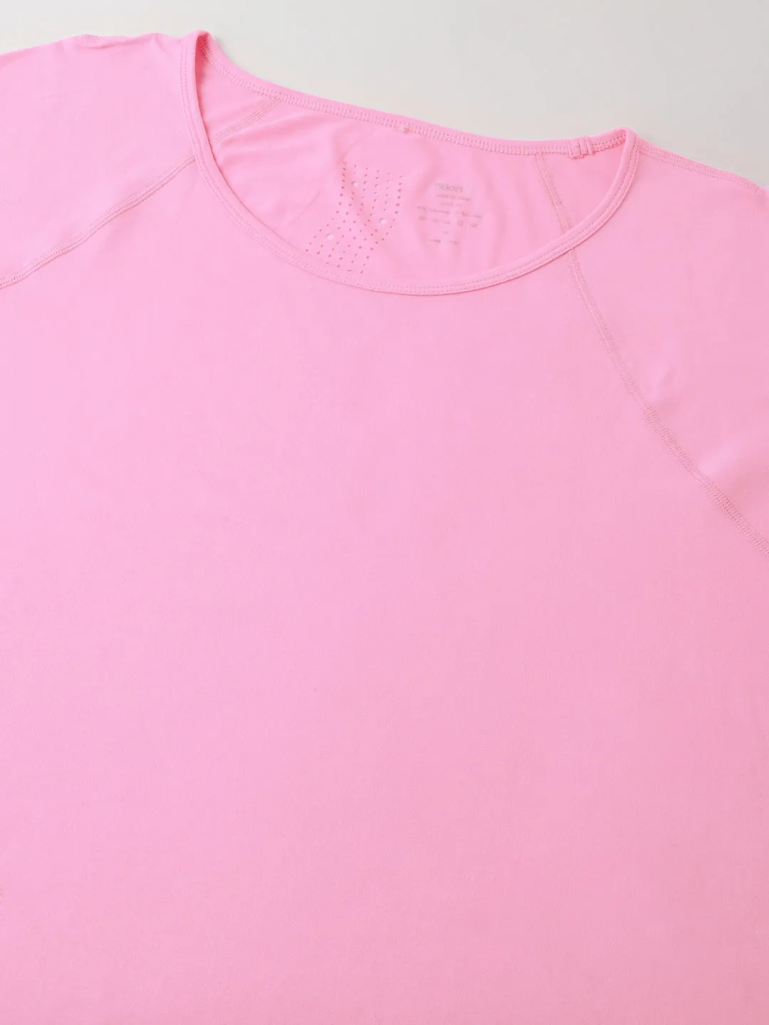 Fitkin Plus Size Anti-Odor Super Soft Pink Laser Detail Long Sleeve Tshirt