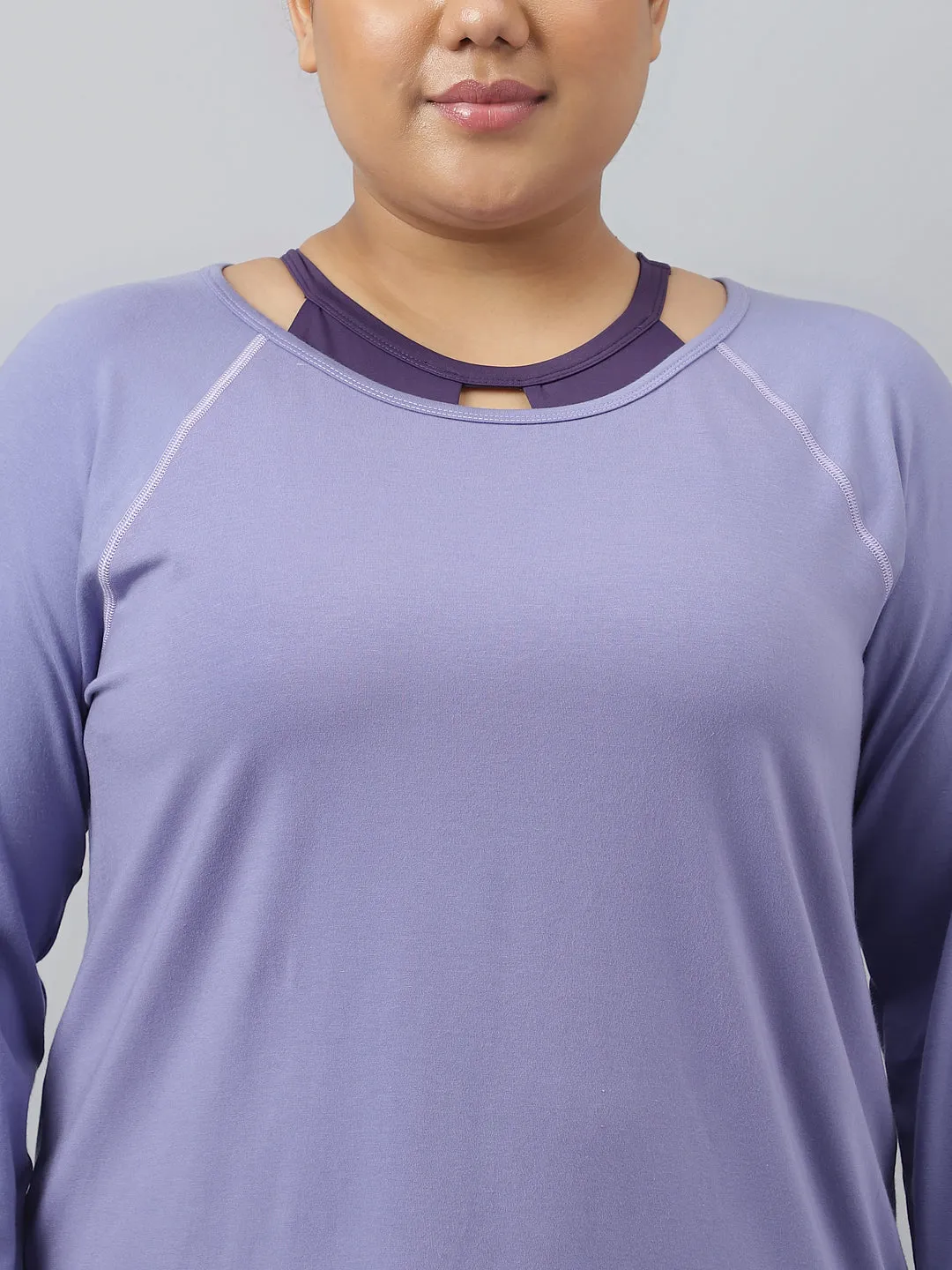 Fitkin Plus Size Ecofriendly Tencel Anti-Odor Lavender Long Sleeve Tshirt