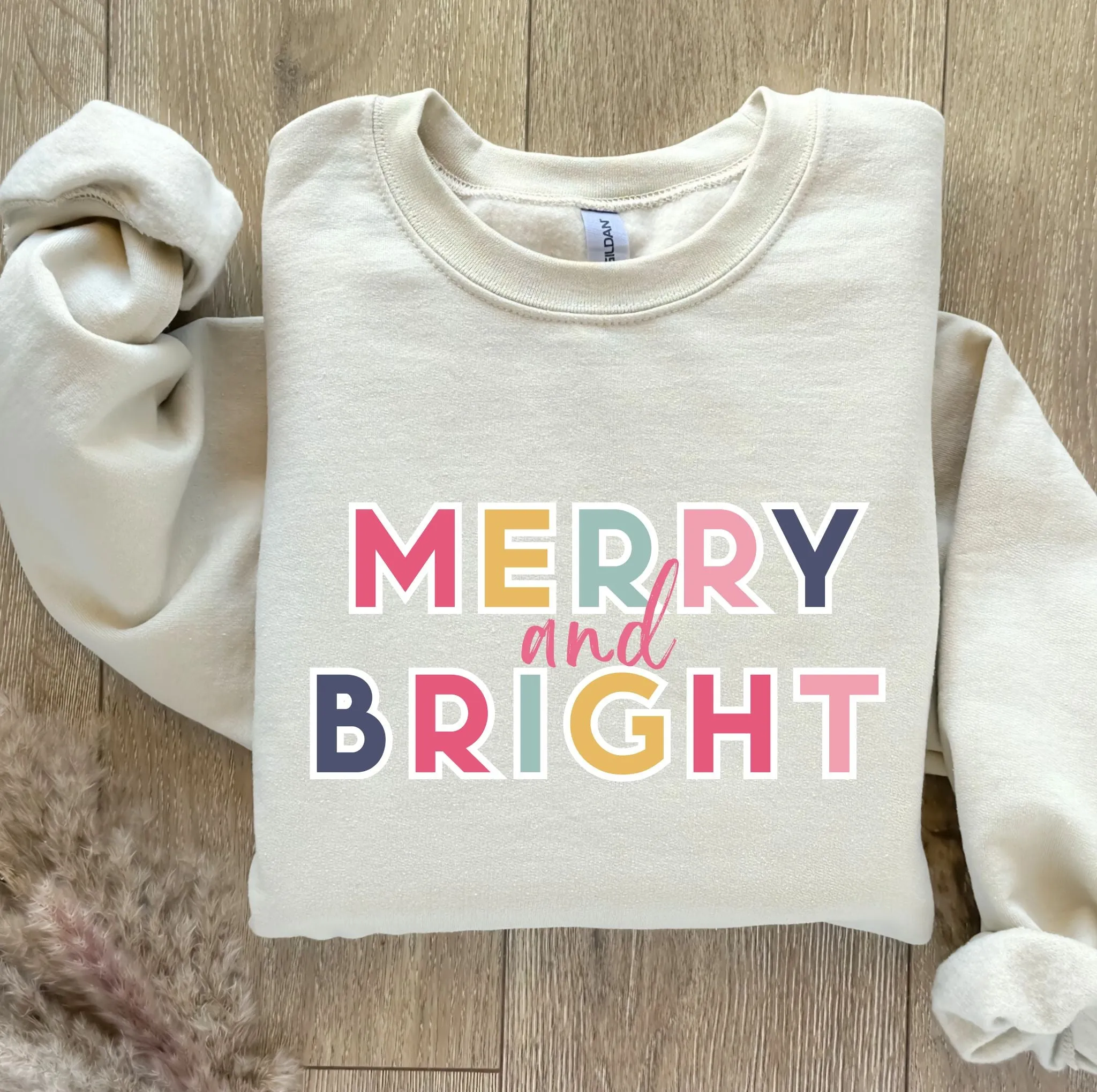 Merry and Bright Pops of Color Christmas Women's Graphic Sweatshirt